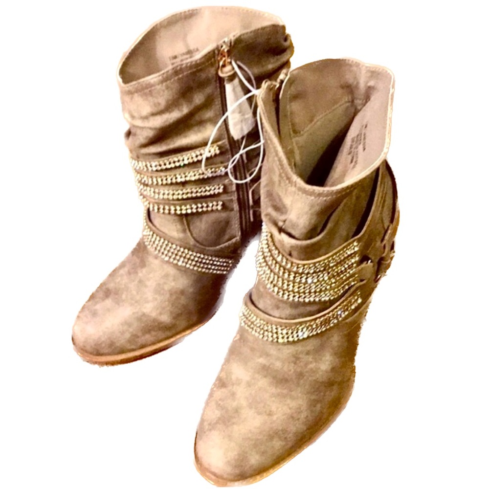 New boots stunning crystal rhinestone belt strappy ankle unique sparkly booties